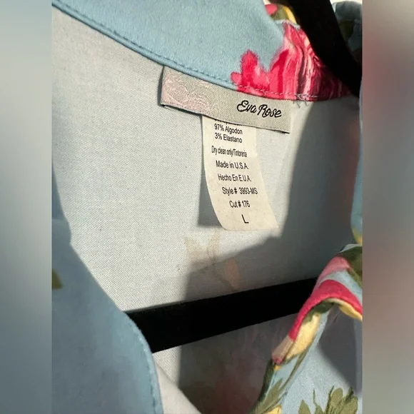 Unique Vintage Light Blue & Blooming Floral Print Button Up Swing Dress NWT L - Picture 7 of 10